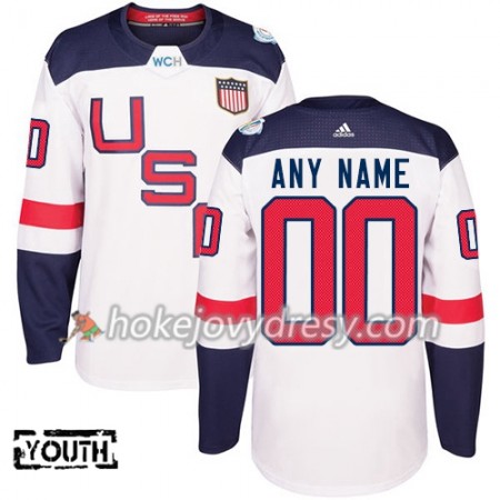 Dětské Hokejový Dres USA Personalizované Světový pohár v ledním hokeji 2016 Bílá Premier